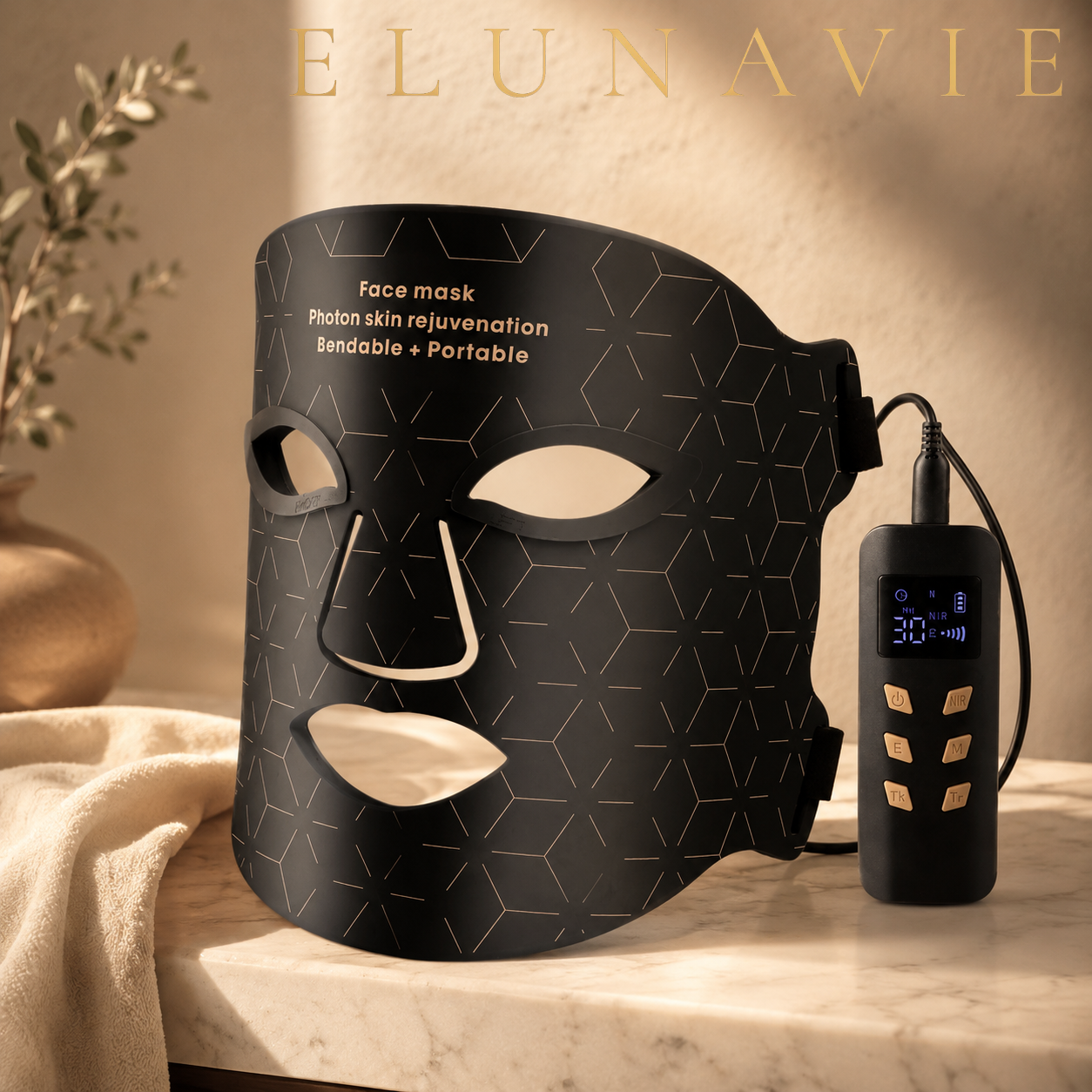 Elunavie Pro LED Face & Neck Mask | 4 Color Clinical Light Therapy