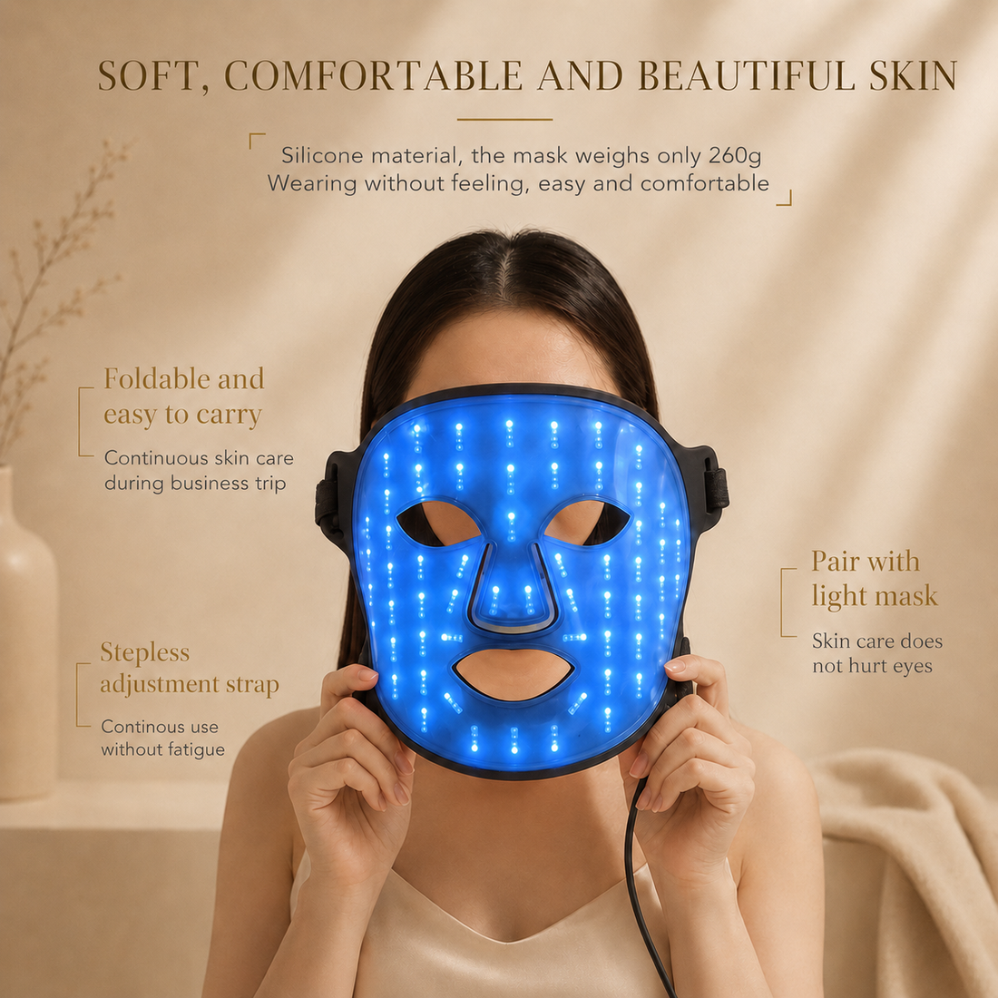 Elunavie LED face mask using blue light therapy for breakout-prone skin
